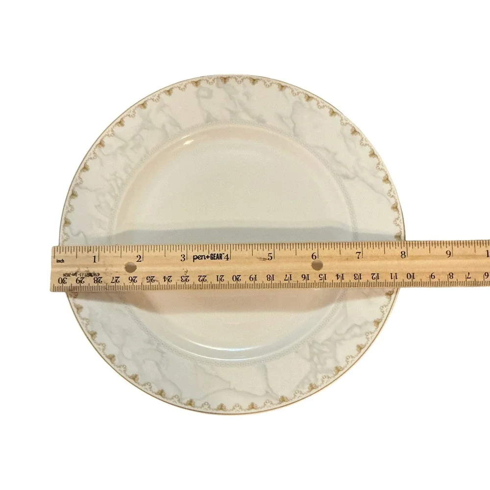 Bien Servi New Bone Chinaware Marble Gold Rim 8 Inch Salad‎ Plates Set of 4